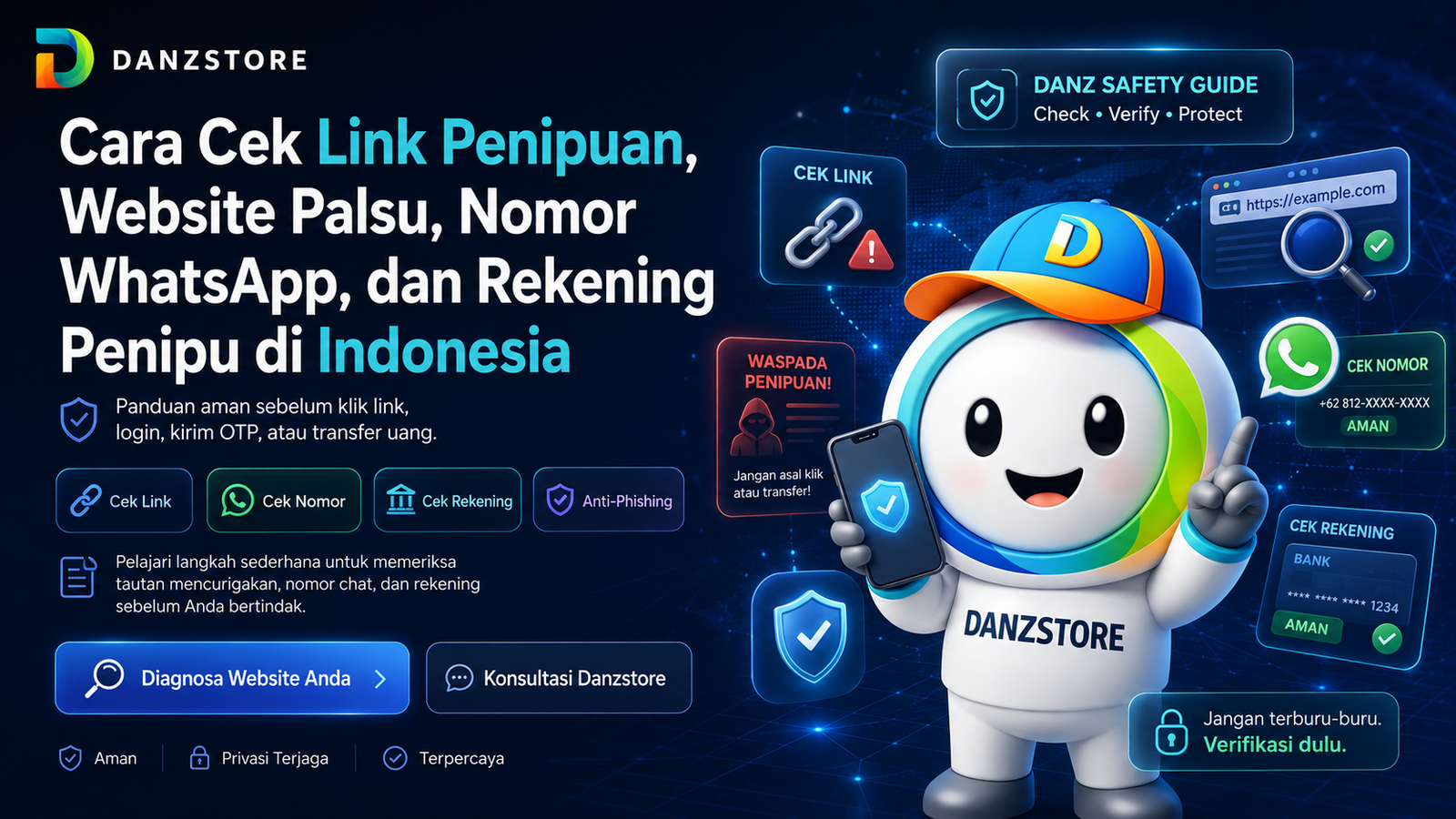 Cara Cek Link Penipuan, Website Palsu, Nomor WhatsApp, dan Rekening Penipu di Indonesia